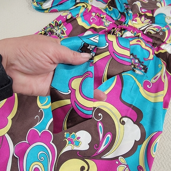 Bisou Bisou Colorful Women's Dress with Puff Sleeves Size 10 - Picture 4 of 16